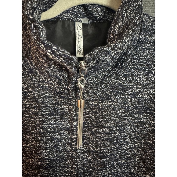 NWT Lulu B Textured Knit Zip Front Vest Women's Size Medium Navy White Fringe - Picture 7 of 9